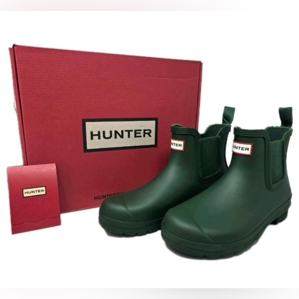 HUNTER midi boots, women sz 8, deep green